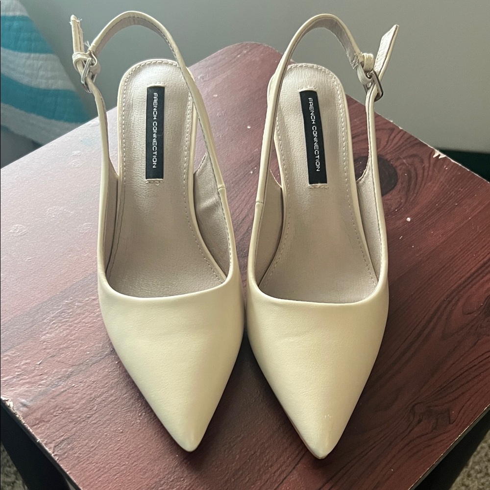 French Connection Cream Slingback Heels